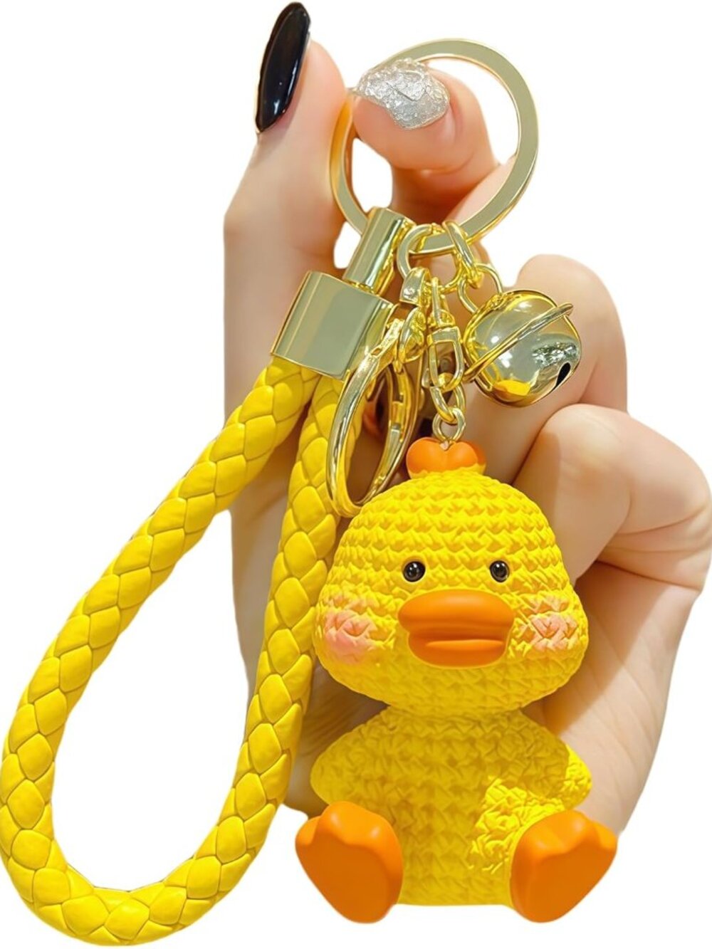 Charms Keychain for Bag, Purse, Backpack, Cute Yellow Duck Car Key Ring Decorati